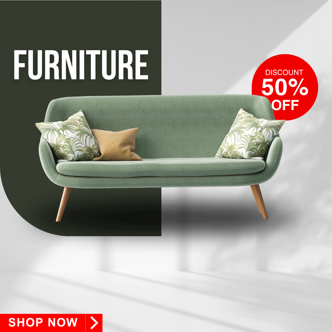 Dark Green and White Minimalist Furniture Sale Facebook Post (1)